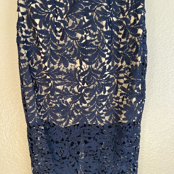 NWOT Divine Destiny Navy Blue Lace Midi Dress - Picture 9 of 11
